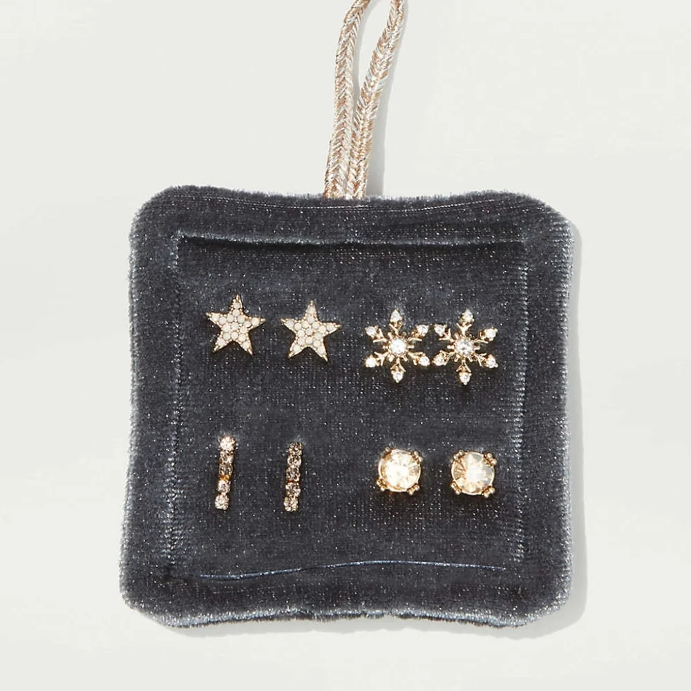 LOFT gold tone shimmer mini stud earrings set, gold
